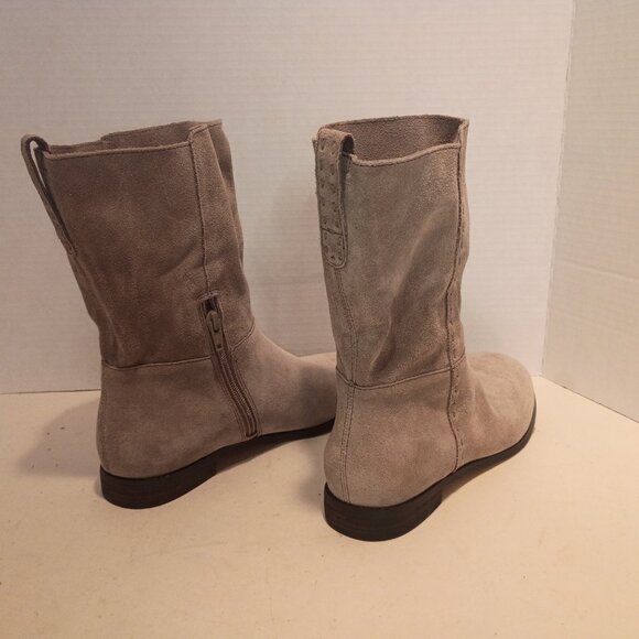 LAND'S END Women's 7.5D US/38 EU Flat Slouchy 9" Boot Warm Graphite Gray Suede - Picture 6 of 13